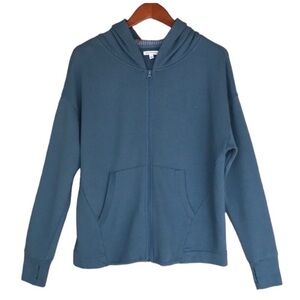 Vera Bradley Blue Zip Hoodie Jacket Thumbhole Cotton Blend Large